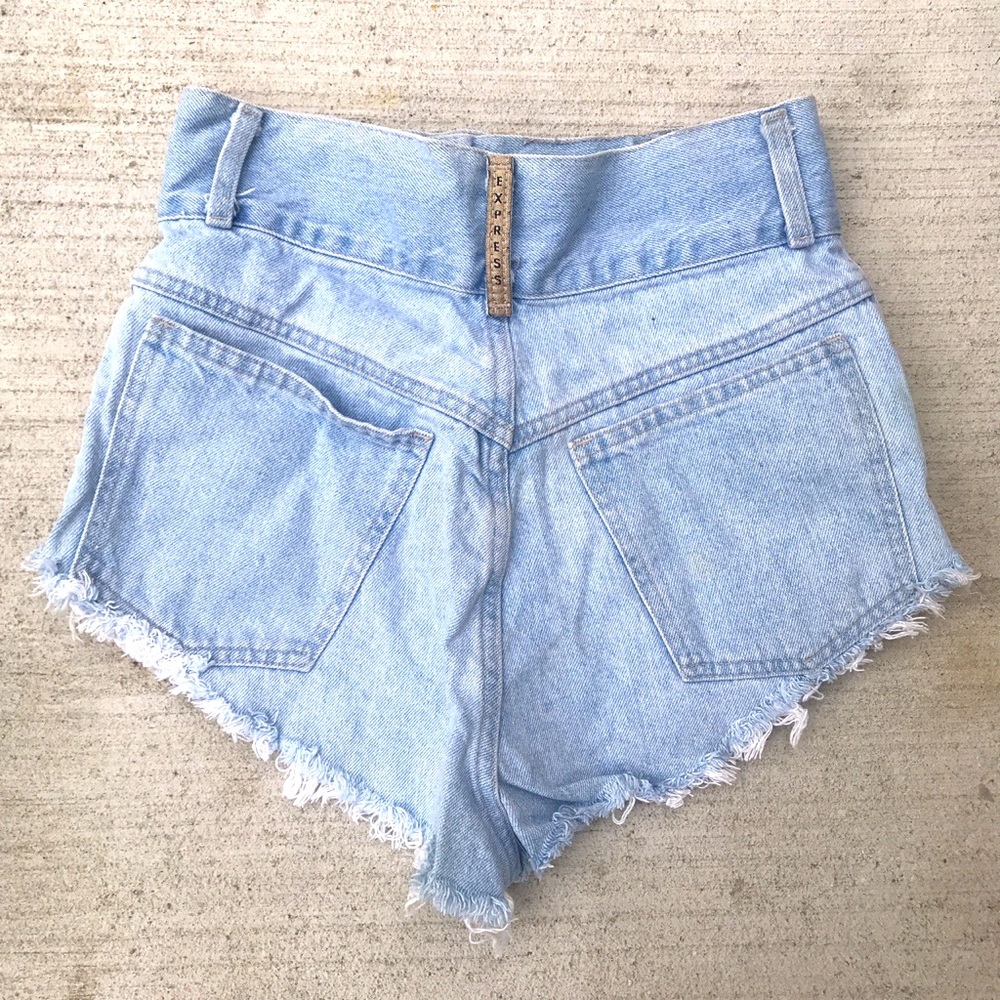 Vintage High Waisted Express Denim Shorts - Picture 2 of 4